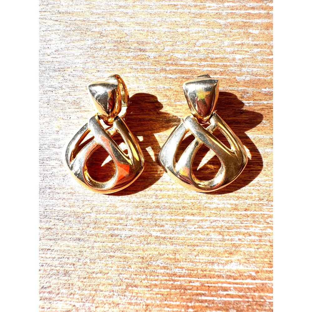 Vintage Givenchy Gold Tone Clip-On Earrings – 1980s Designer Statement Jewelry
